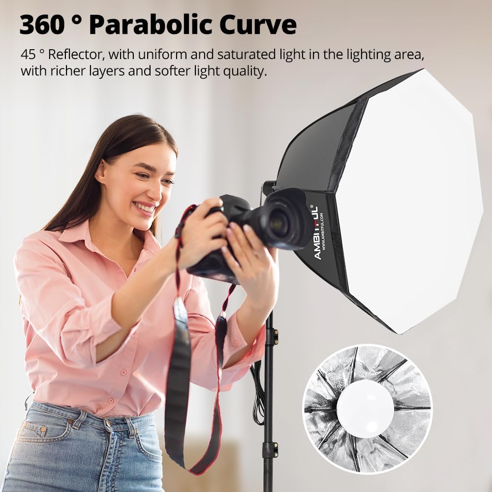 AMBITFUL AL-50 Softbox Lighting Kit 50W 3000-6500K Bi-Color LED Studio Lights