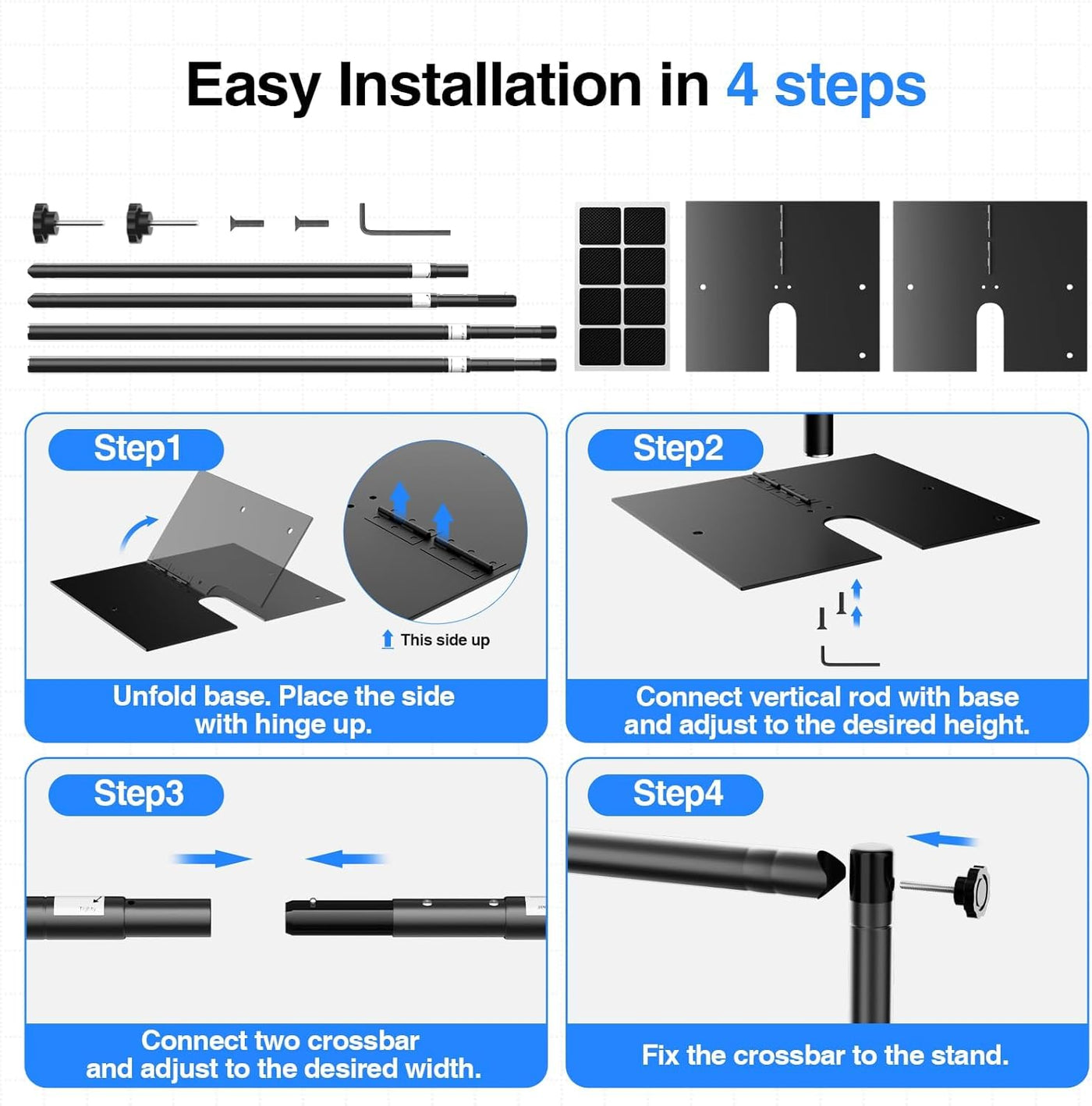 Step-by-step installation guide for a piece of equipment with labeled steps and illustrations.