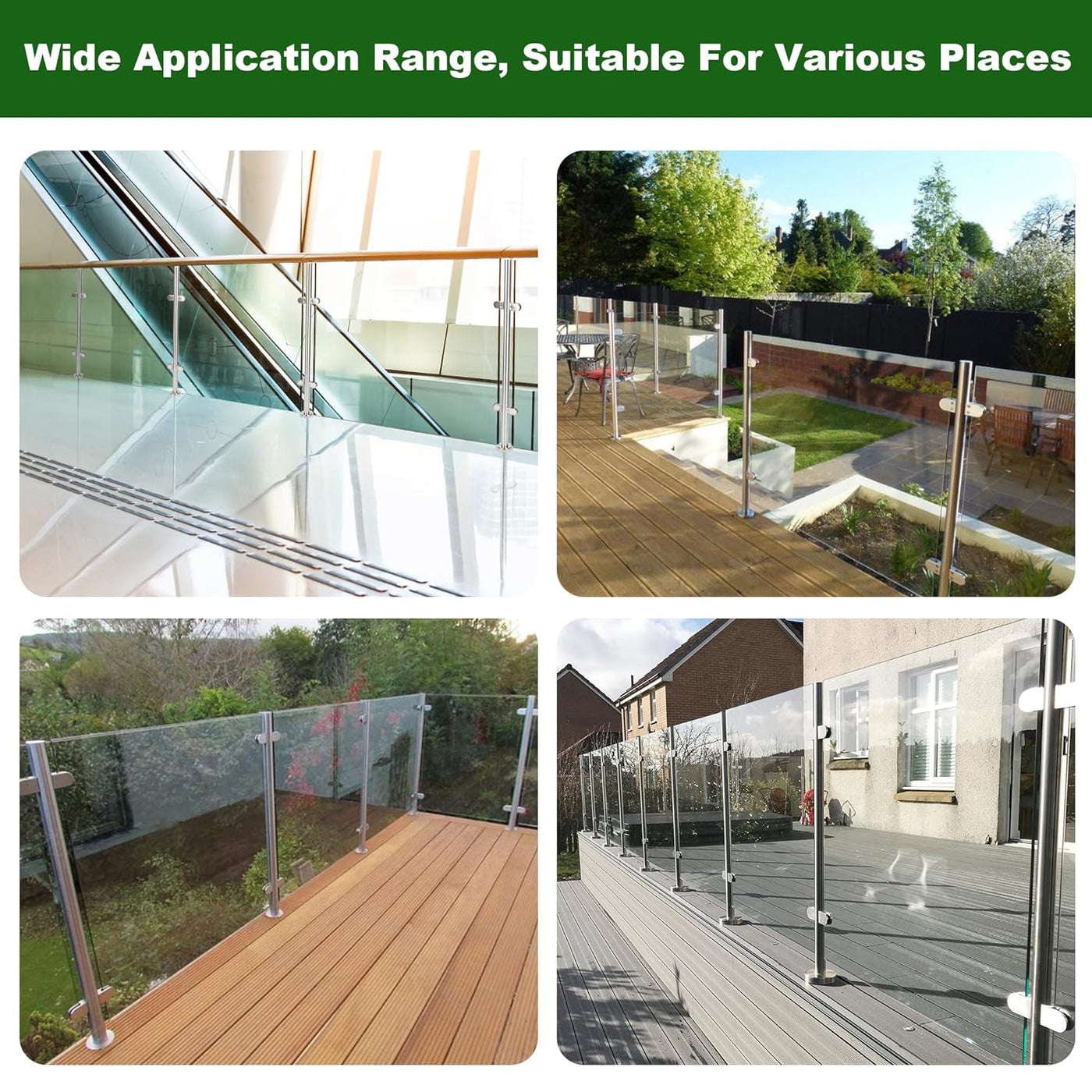 110cm Stainless Steel Balustrade Middle and End Posts with Glass Clamps aleawol