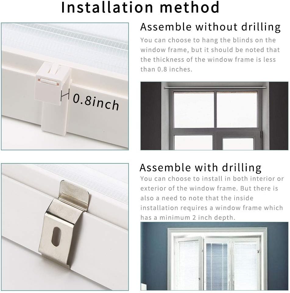Zebra Roller Blind Day Night Curtain 2 Pack Easy Fix 105x150cm White SMONTER