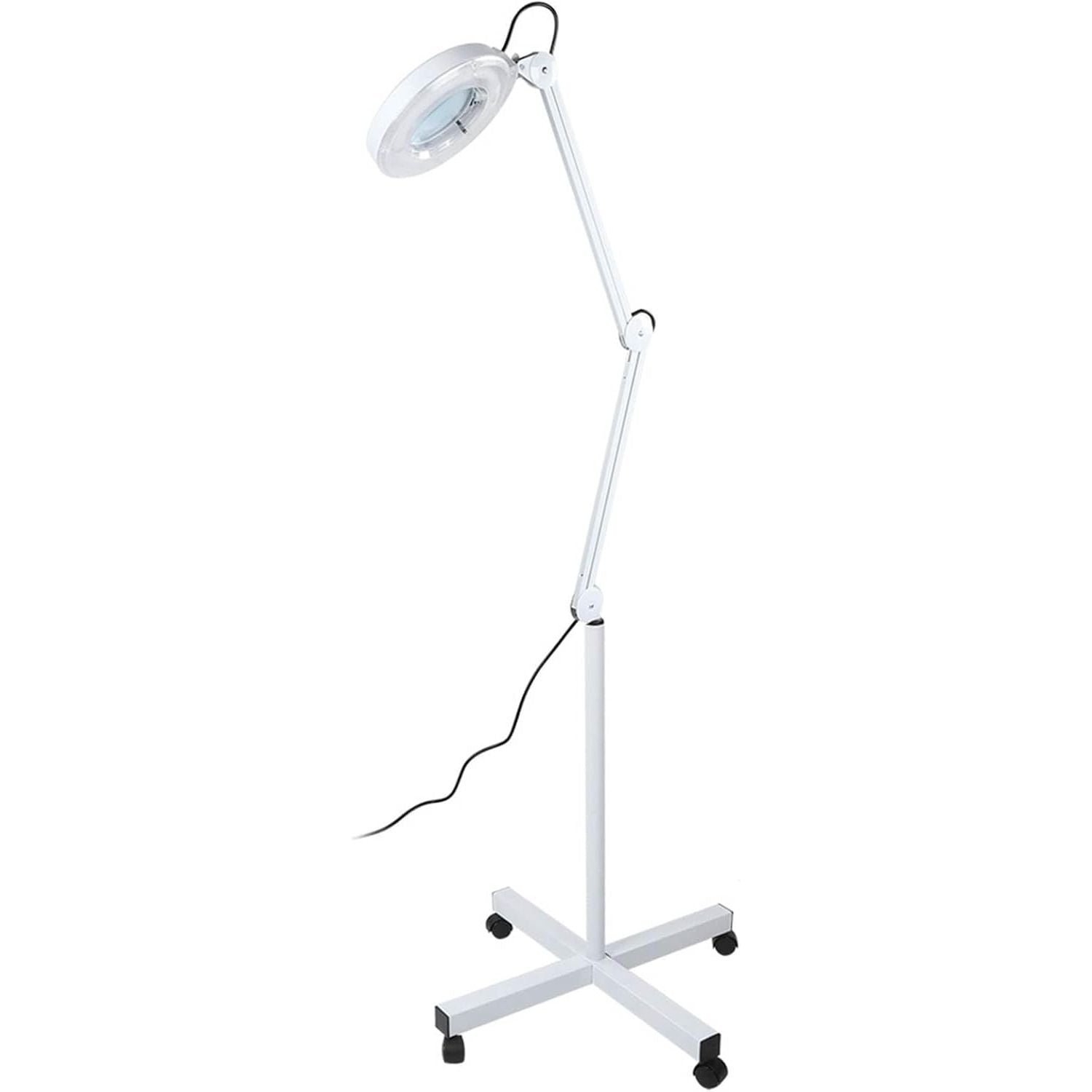 5X Magnifying Floor Lamp with Wheels – Adjustable Arm for Beauty & Tattoo