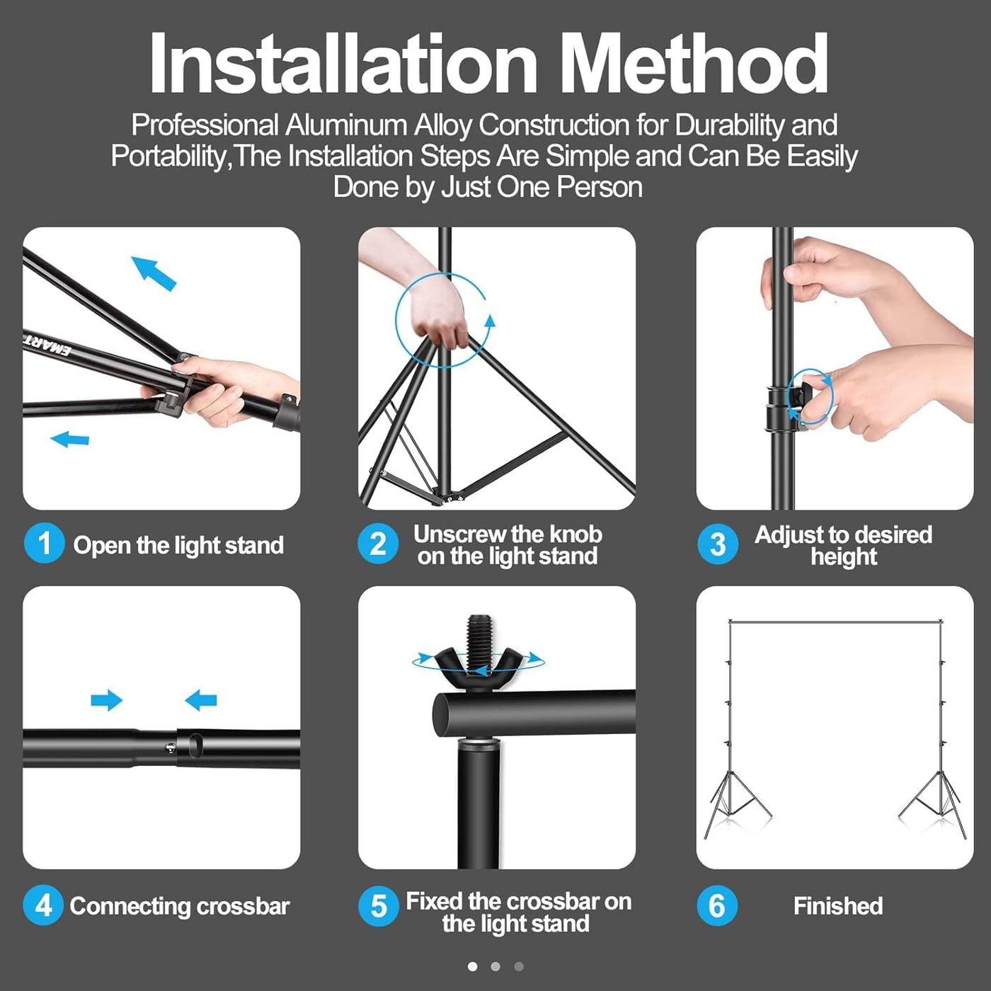 Photo Backdrop Stand 7x12ft Heavy Duty Adjustable Support Kit EMART