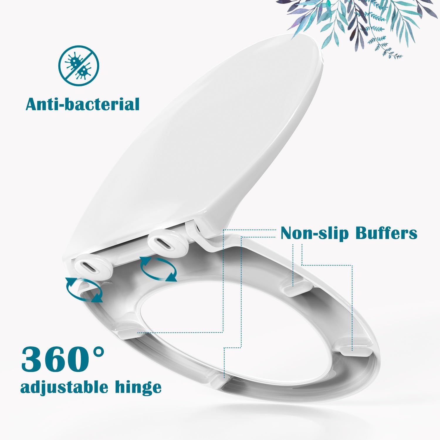 STOREMIC Soft Close Toilet Seat, O Shape White Lid with Quick Release Fixing