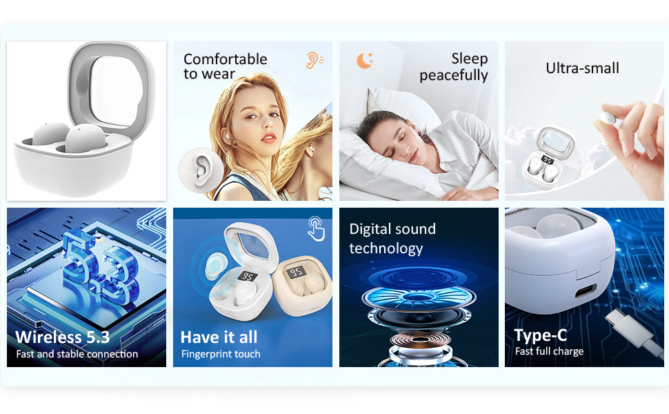 Invisible Sleep Earbuds Ultra Small Bluetooth Hidden for Side Sleepers