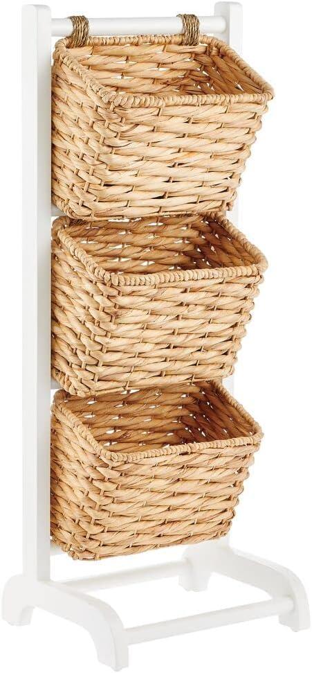 mDesign Wicker Storage Baskets, Shelf Unit for Bathroom, Bedroom White - Massive Discounts