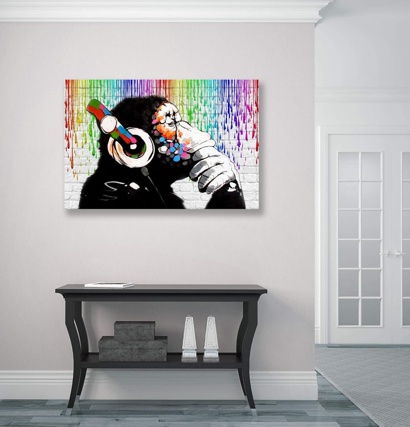 MONKEY DJ Banksy Love Paint Rain Gorilla Canvas Street Art Print 24''x16''