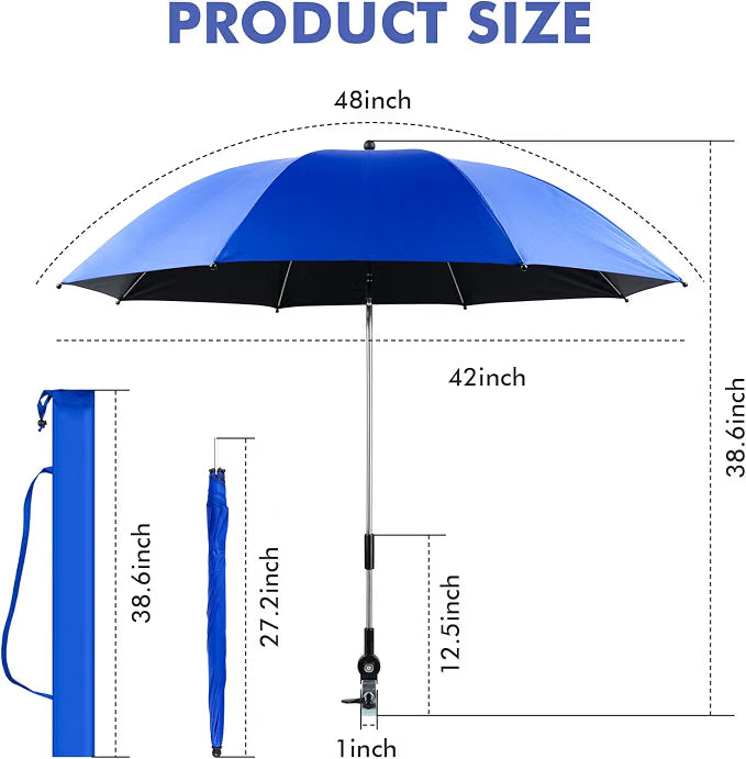 Chair Parasols 2 Pack UPF 50+ Universal Clamp 360 Adjustable Umbrella LIROPAU