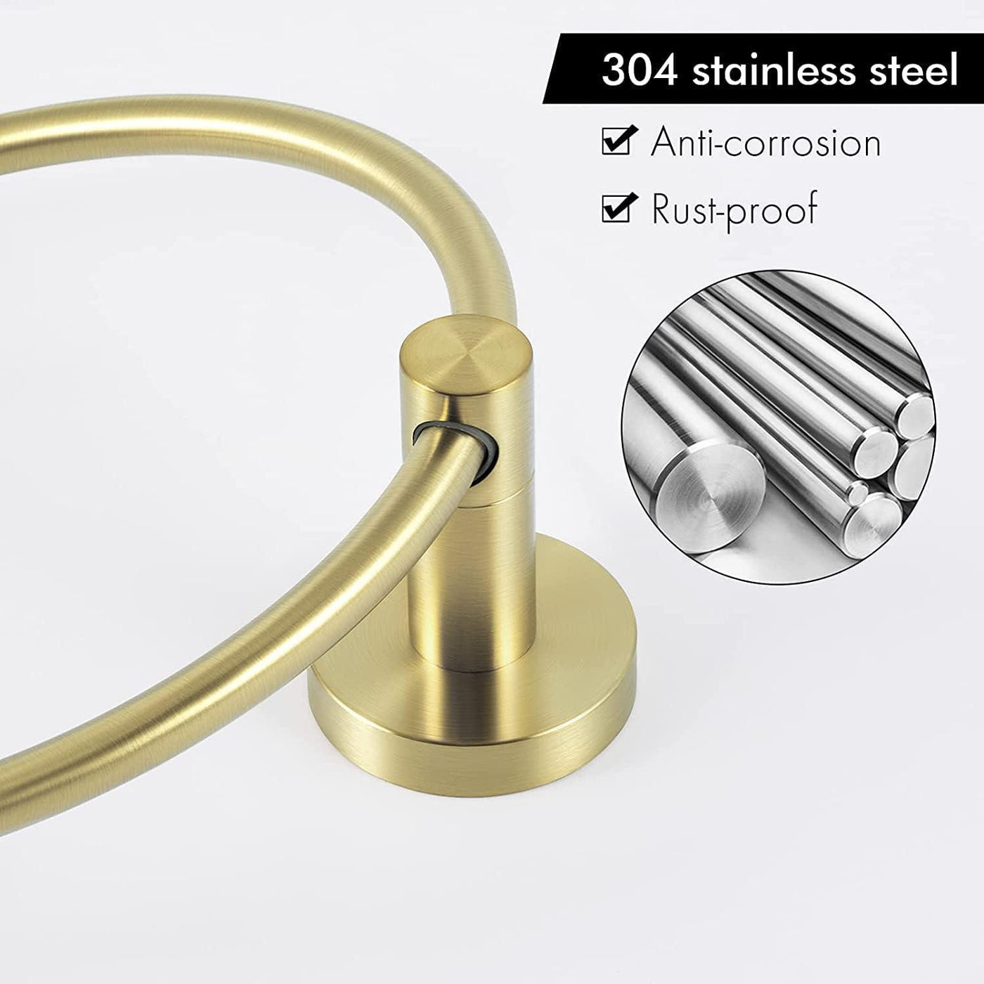 KES Hand Towel Holder Brushed Gold Stainless Steel Wall Mounted - Massive Discounts