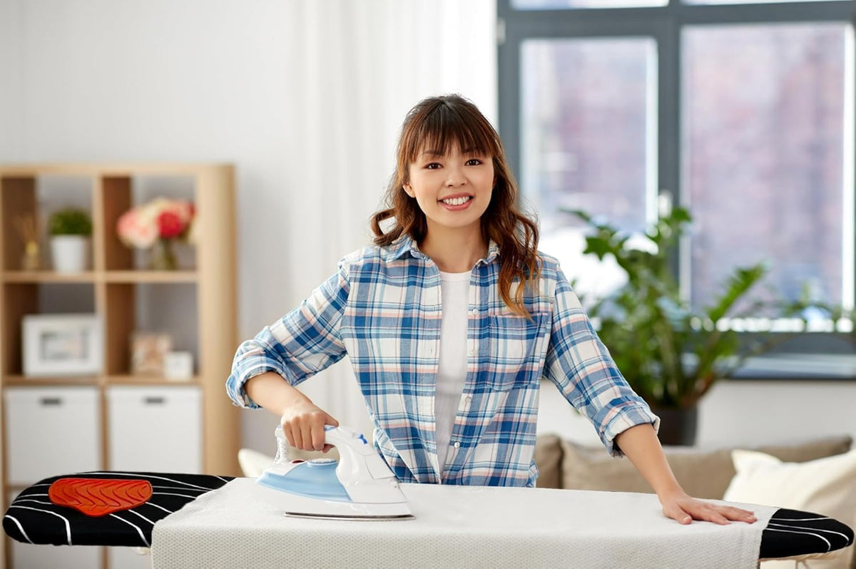 Ironing Board 110x33cm Compact Adjustable Height 3 Layer Cover Black Happhom