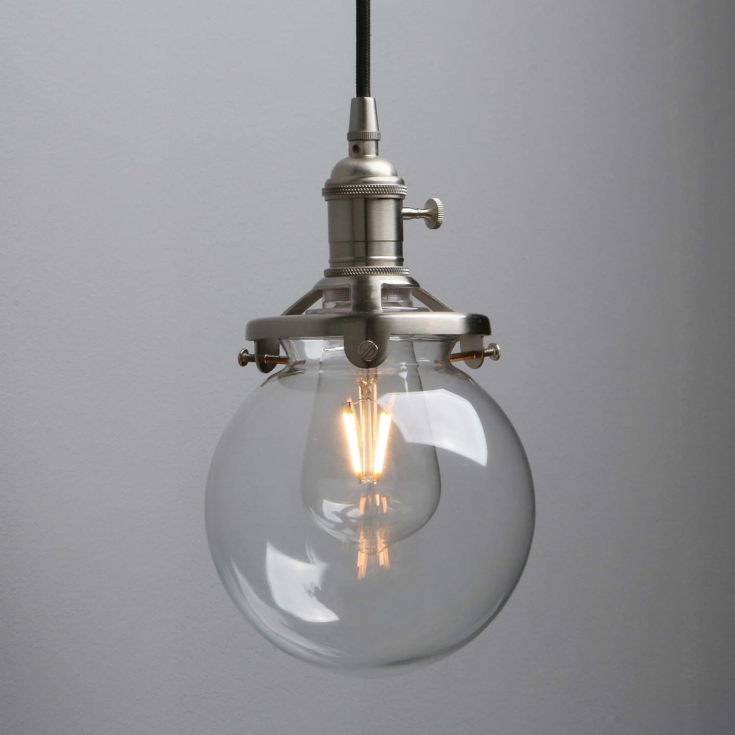 Phansthy Vintage Industrial Pendant 3-Light Chandelier, Globe Glass Shade E27