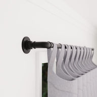 Industrial Style Extendable Curtain Pole, 70-120cm, Indoor/Outdoor, Black - Massive Discounts