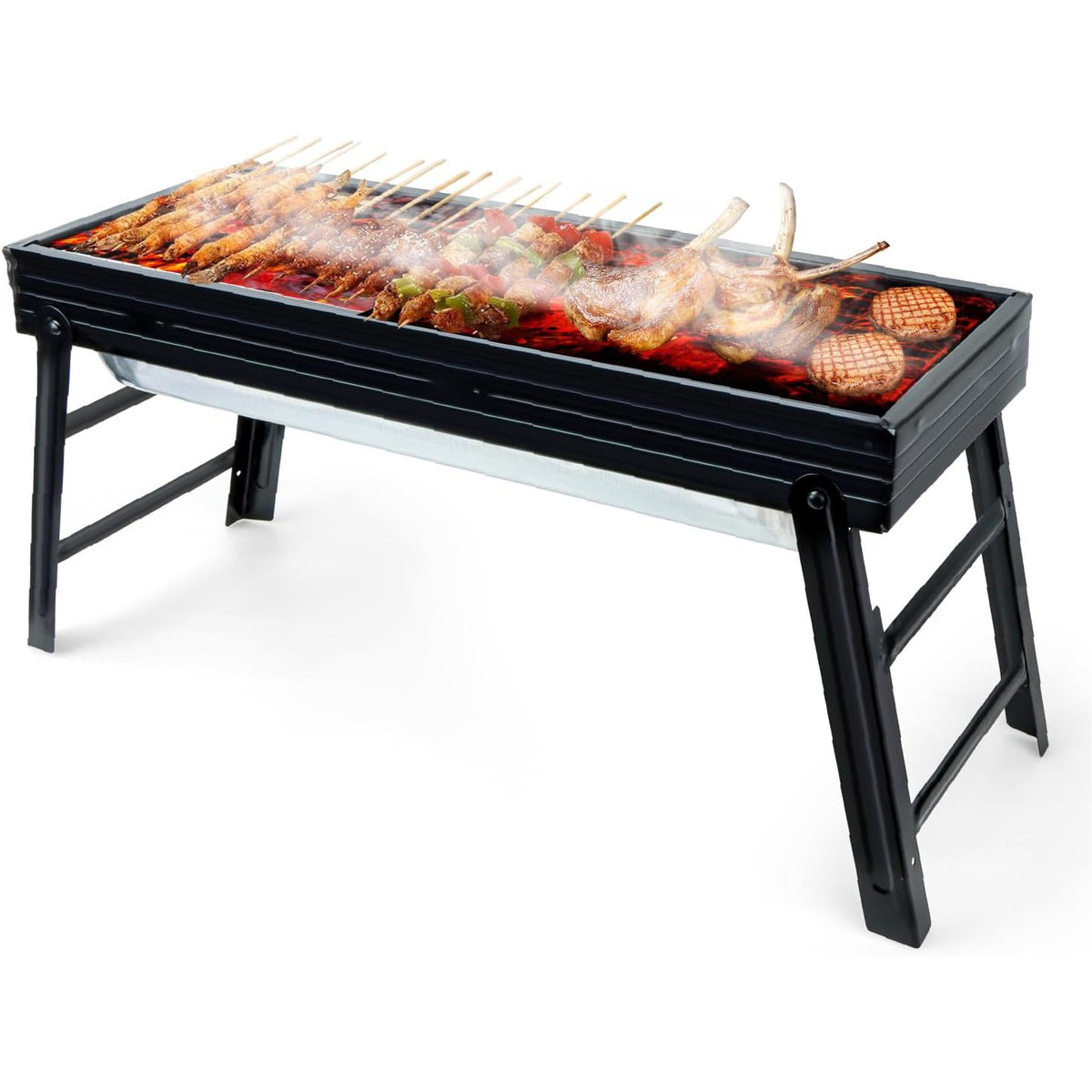 Portable Charcoal BBQ Grill Foldable Barbecue Outdoor Camping Picnic Garden Grill