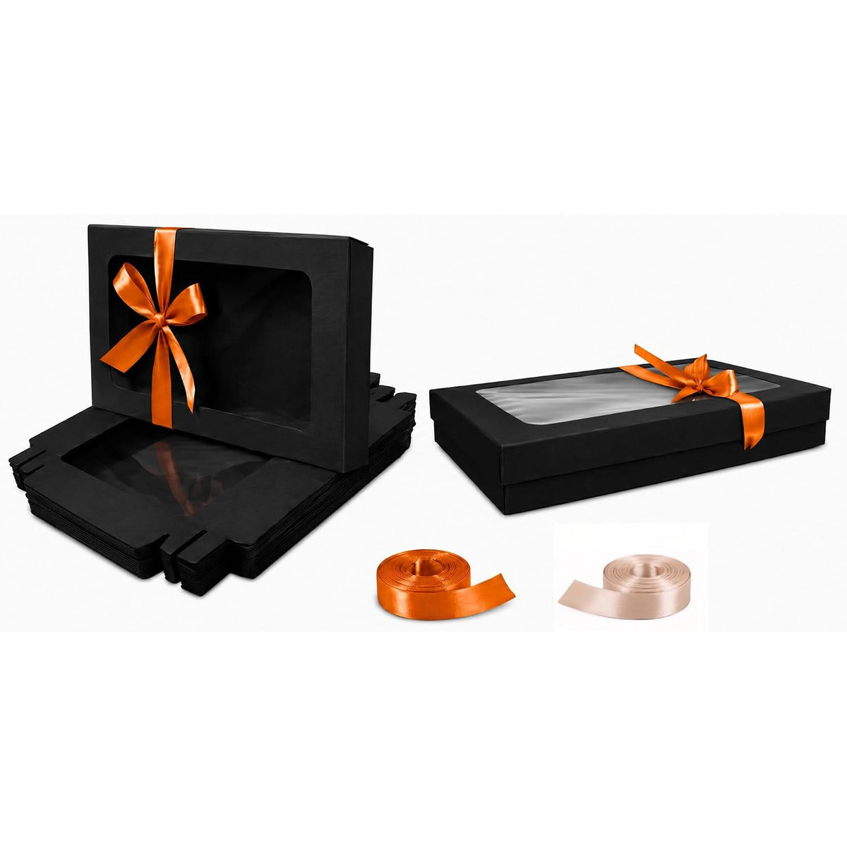 Gift Boxes 12 Pack Black Clear Window 29.5x22x4.5cm Present Boxes Emartbuy