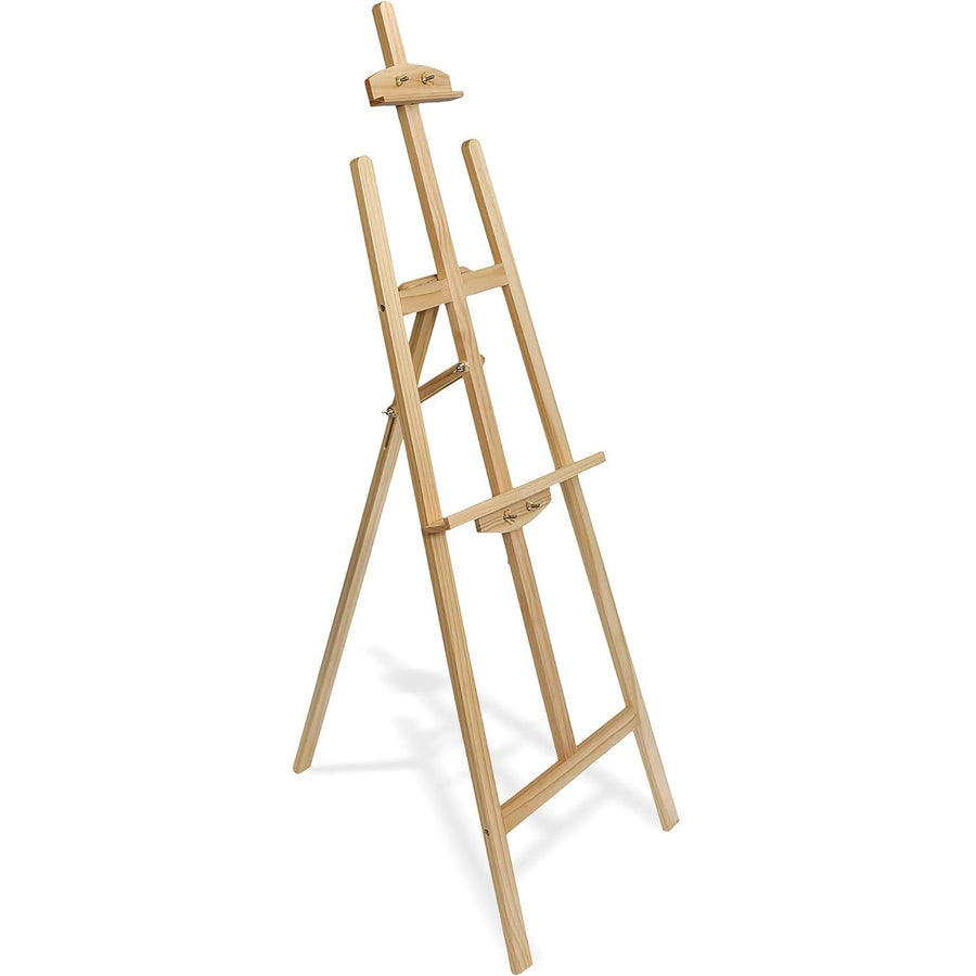 Wooden artist easel on a white background