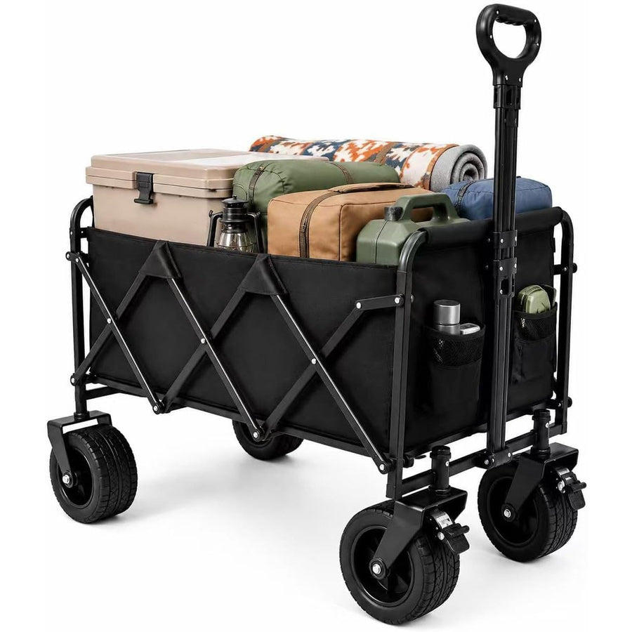 Heavy Duty Folding Wagon Cart 500lbs All Terrain Wheels Garden Trolley Utility