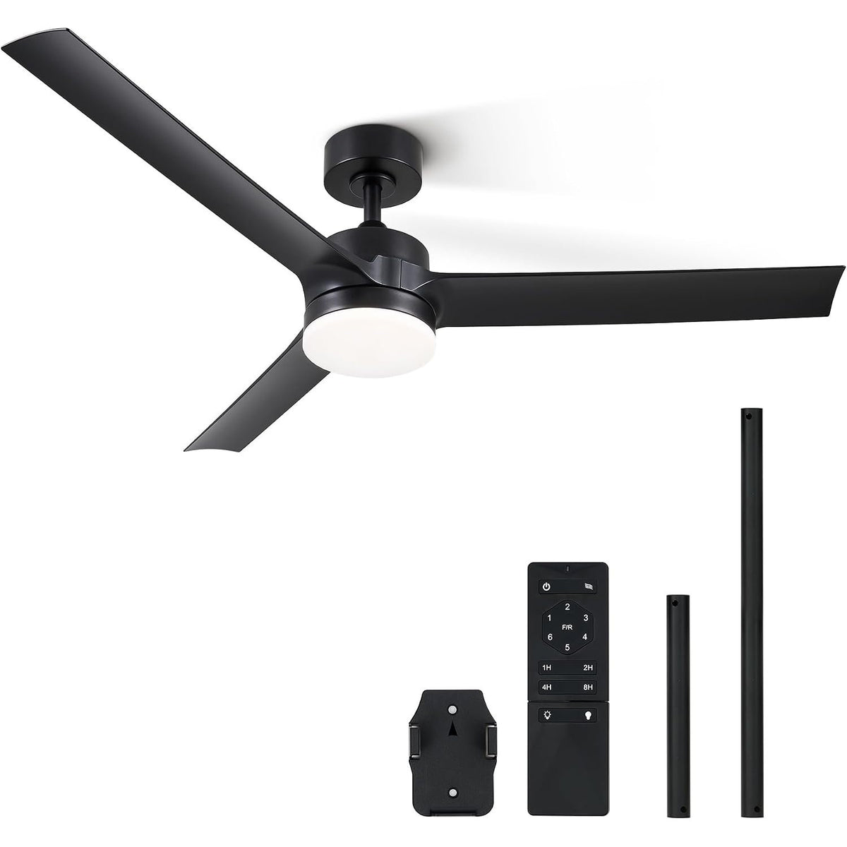 Ceiling Fan with Light 52 Inch 6 Speed Reversible Quiet DC Motor VONLUCE Black