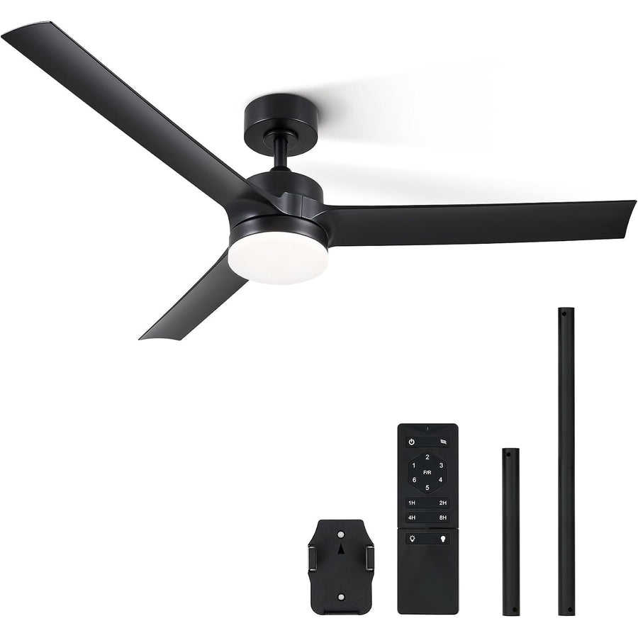 Ceiling Fan with Light 52 Inch 6 Speed Reversible Quiet DC Motor VONLUCE Black