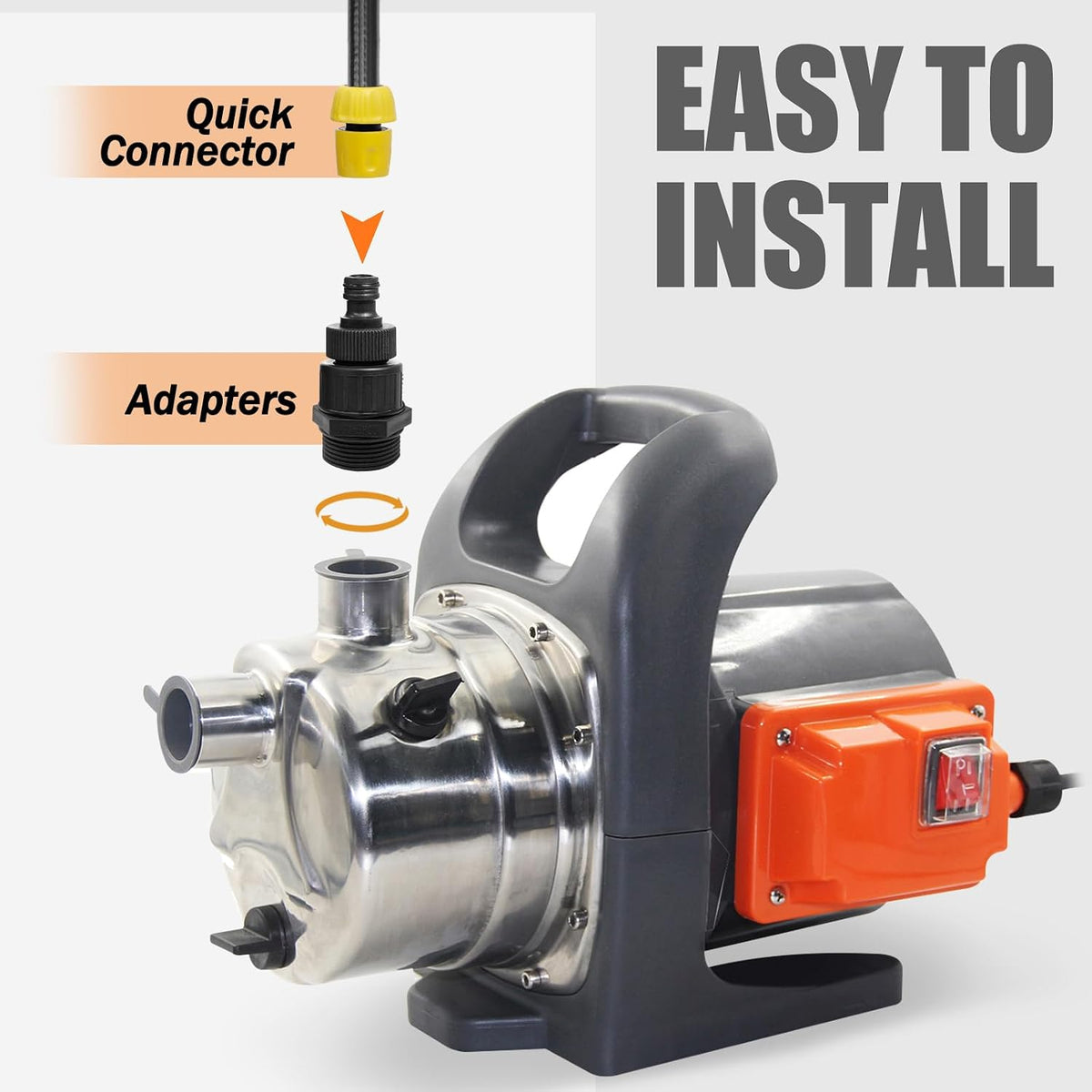 Garden Booster Pump 1200W 3500L/H 4.6 Bar Stainless Steel Jet Pump VEATON 46m