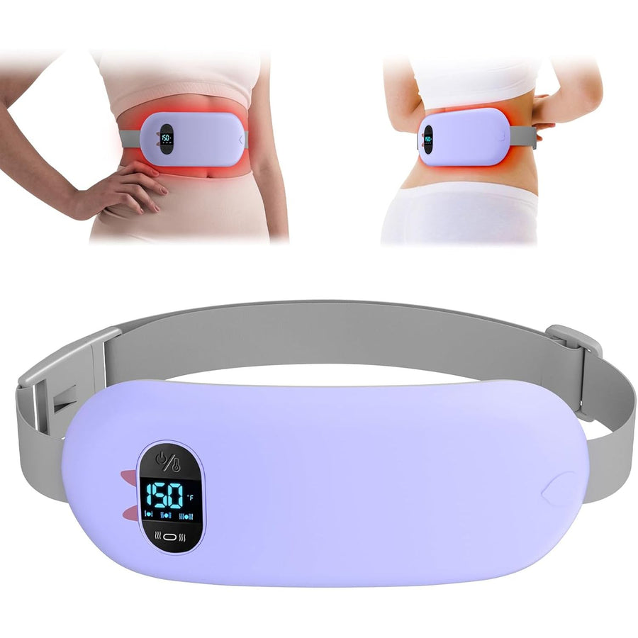 Heating Pad for Period Pain 6 Heat Massage Modes Rechargeable USB Belt White Her