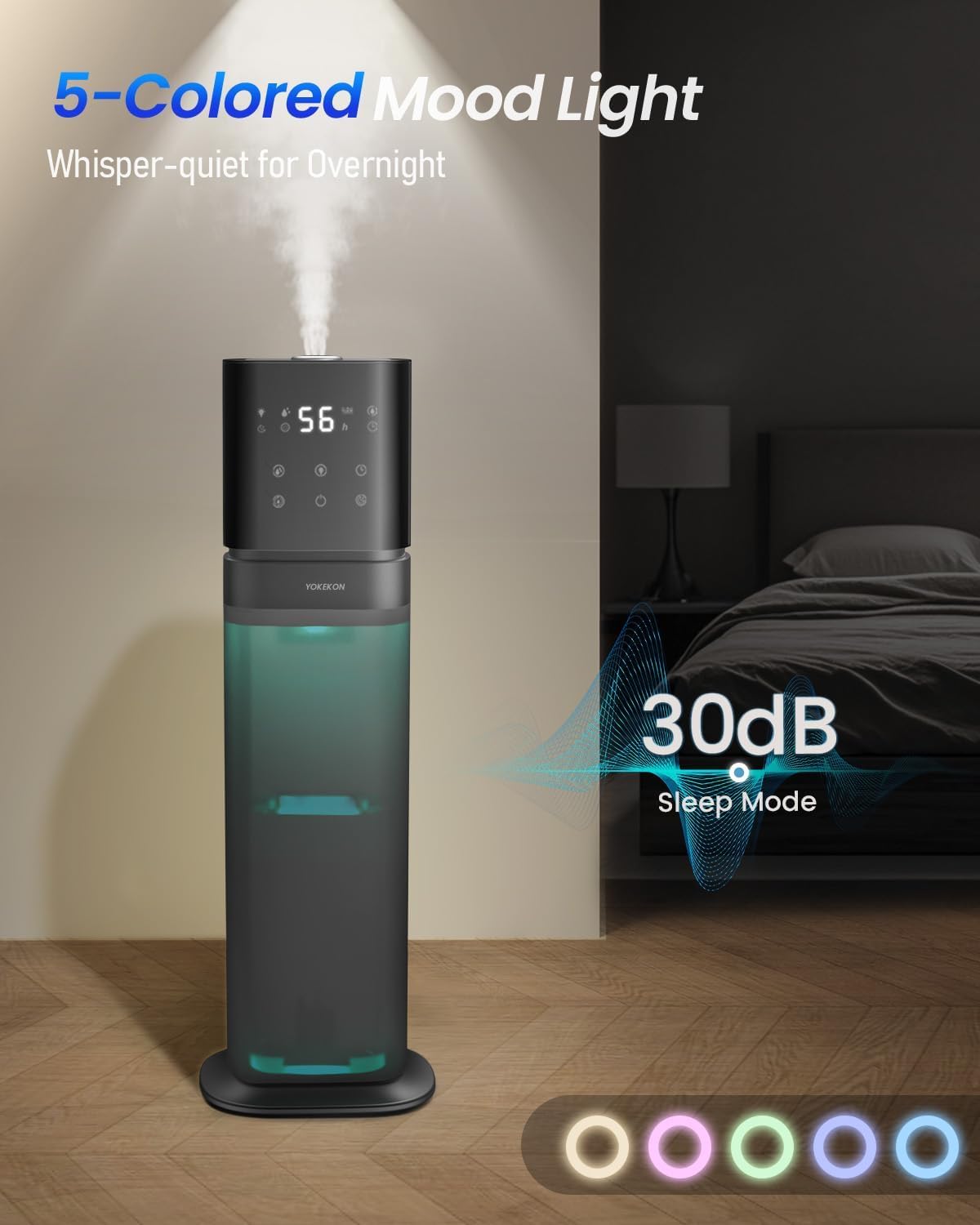 Humidifier 8L Top Fill Large Room Essential Oil Diffuser 12H Timer Blue YOKEKON
