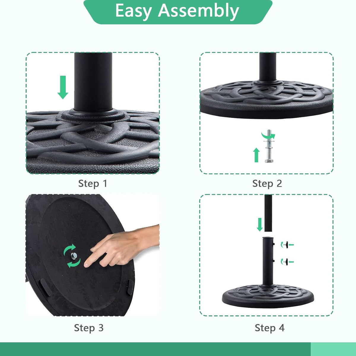 Parasol Base 19kg Heavy Duty Round Resin Umbrella Stand Black Helios&Hestia