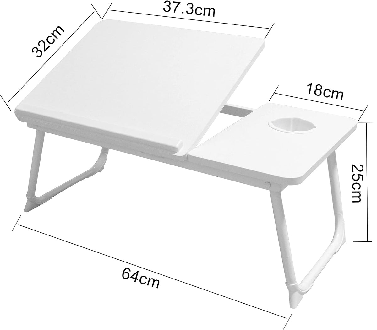 Laptop Bed Table Foldable Legs Cup Slot Reading Notebook Stand White Desk Tray