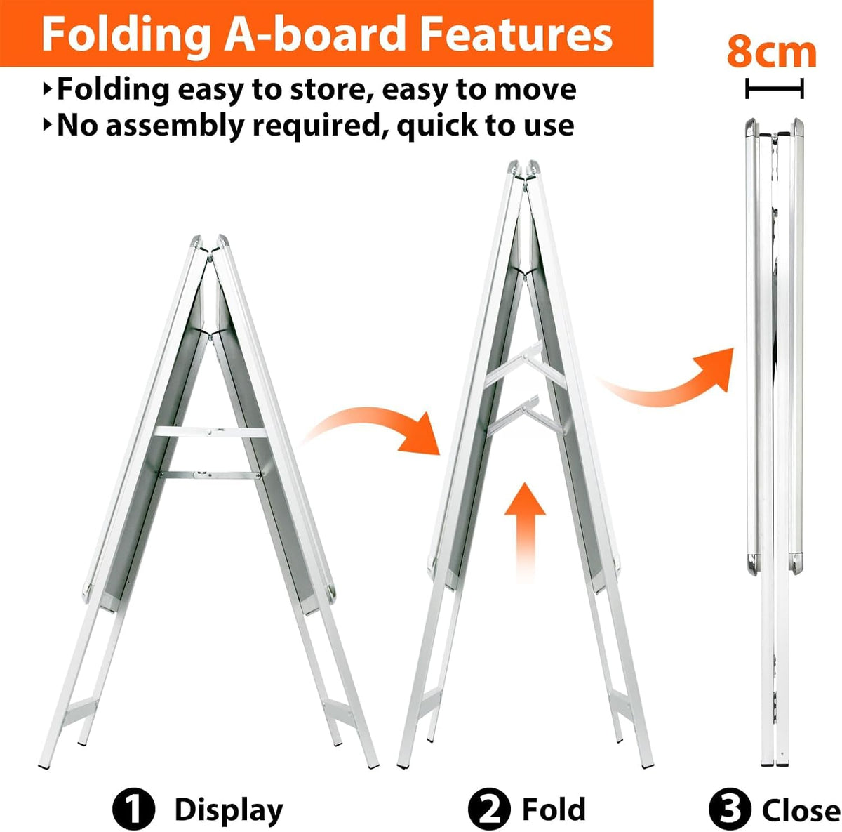 A2 Pavement Sign A Board Double Sided Poster Display Aluminium Frame Silver