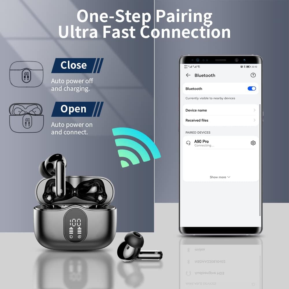 Wireless Earbuds Bluetooth 5.3 Deep Bass 36H Playtime Noise Cancel Btootos