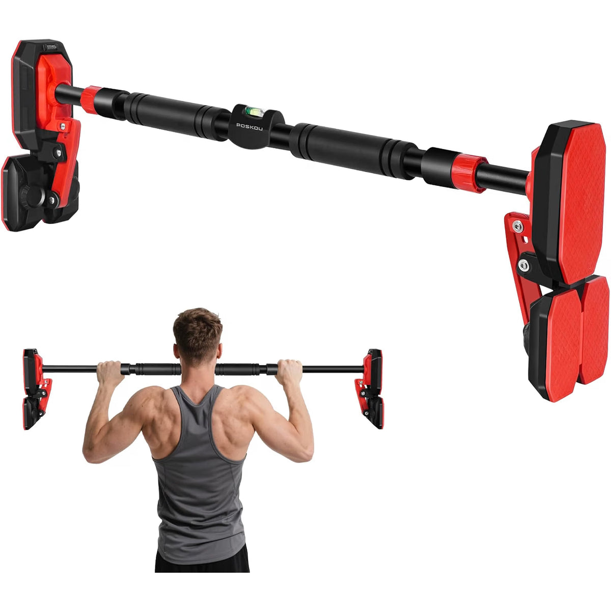 Door Pull Up Bar 76-100cm No Screw Doorway Chin Up Bar Home Gym Workout Equipment