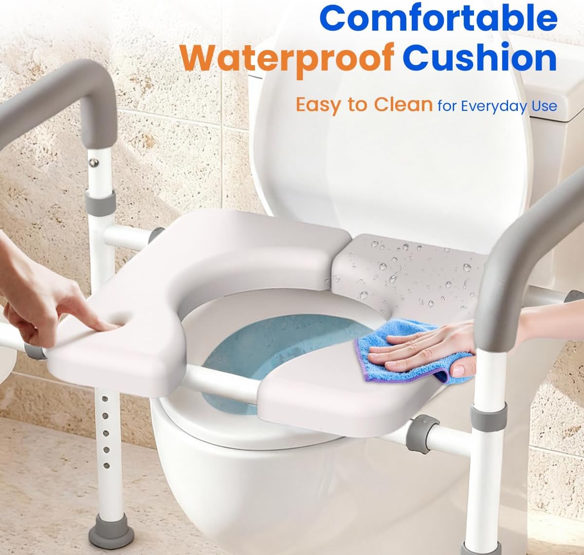 Raised Toilet Seat with Handles Toilet Riser Elderly Bathroom Support Agrish