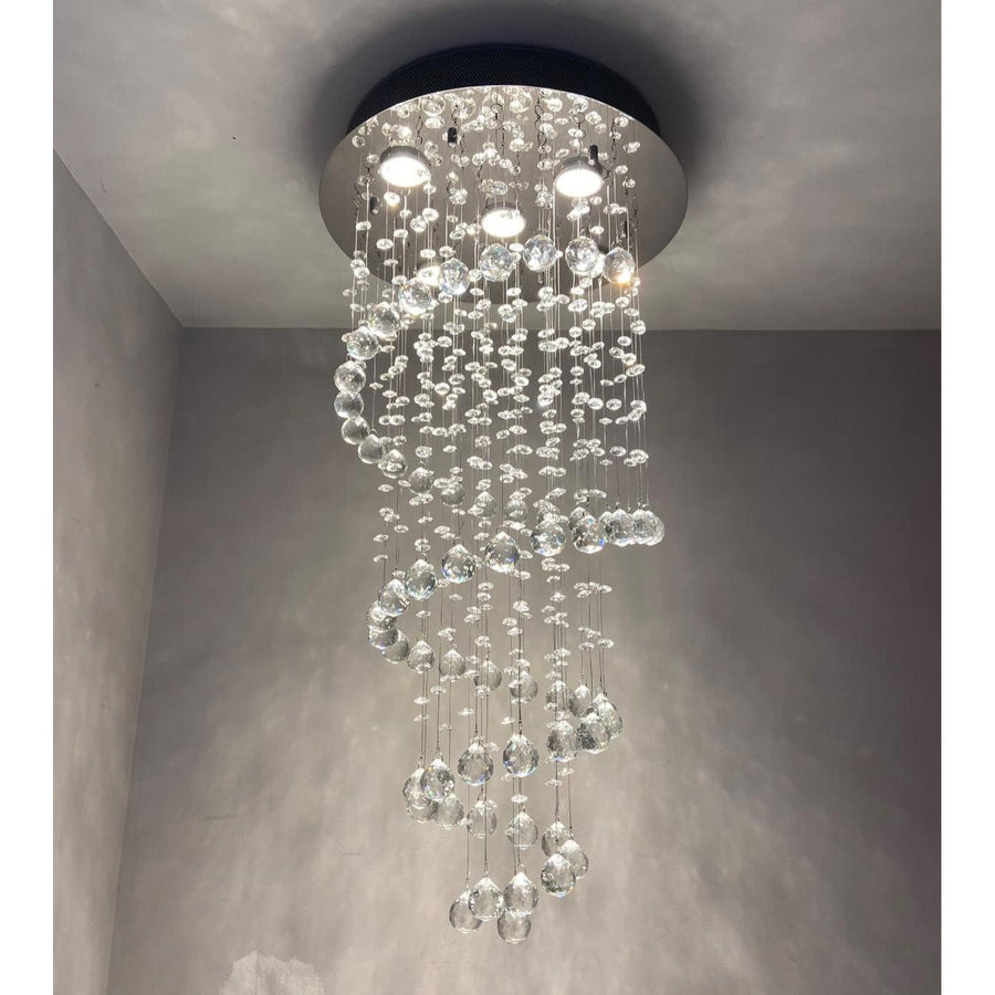 Crystal Chandelier 40x90cm K9 Raindrop Spiral Chrome Ceiling Pendant Light