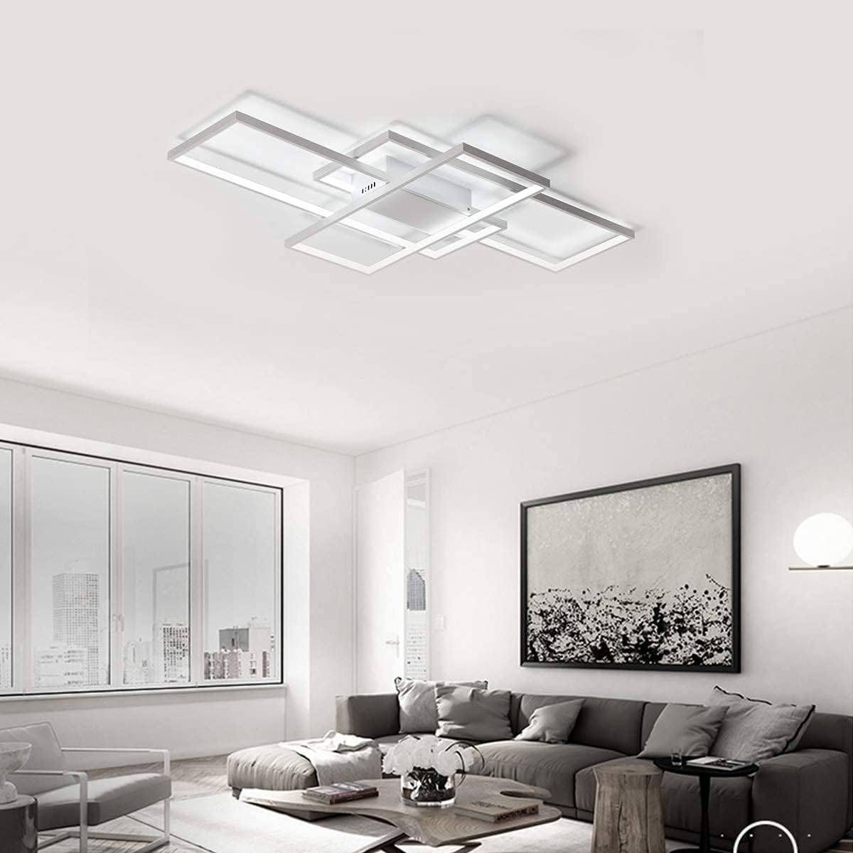LED Ceiling Light 75W Square Flush Mount Cool White Geometric 3 Frame Modern