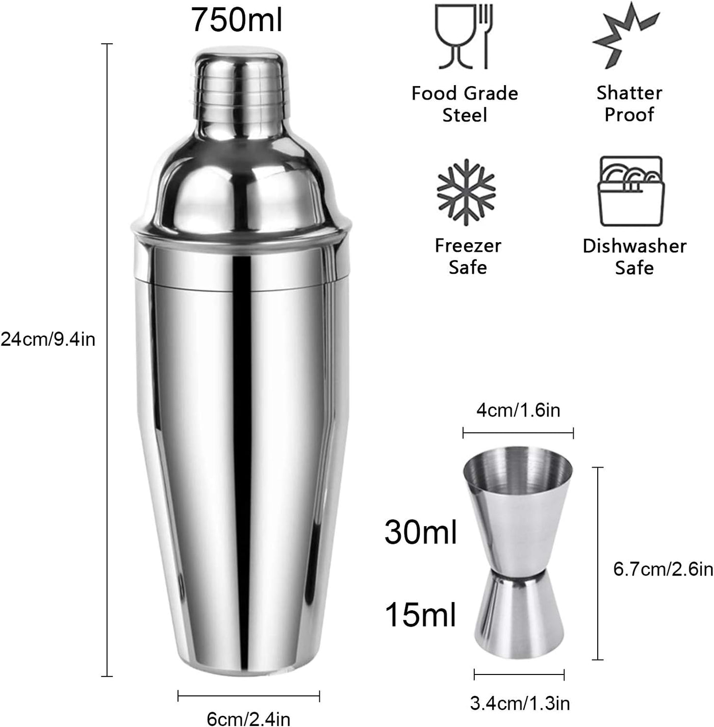 LIVEHITOP 750 ML Cocktail Shaker, Set 12 Pieces, Professional Bartender Kit