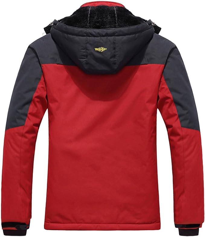 Wantdo Men's Waterproof Hooded Winter Mountain Ski Jacket Coat Red