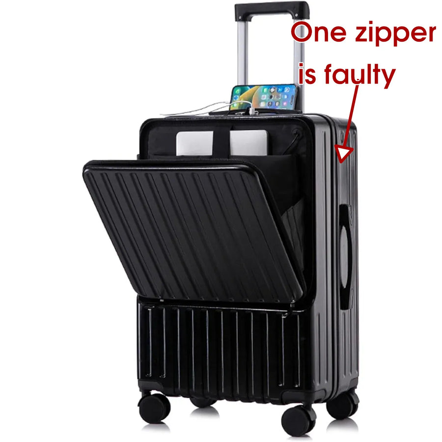 24 Inch Suitcase Lightweight TSA Lock USB Cup Holder Black Simcat Check In Luggage