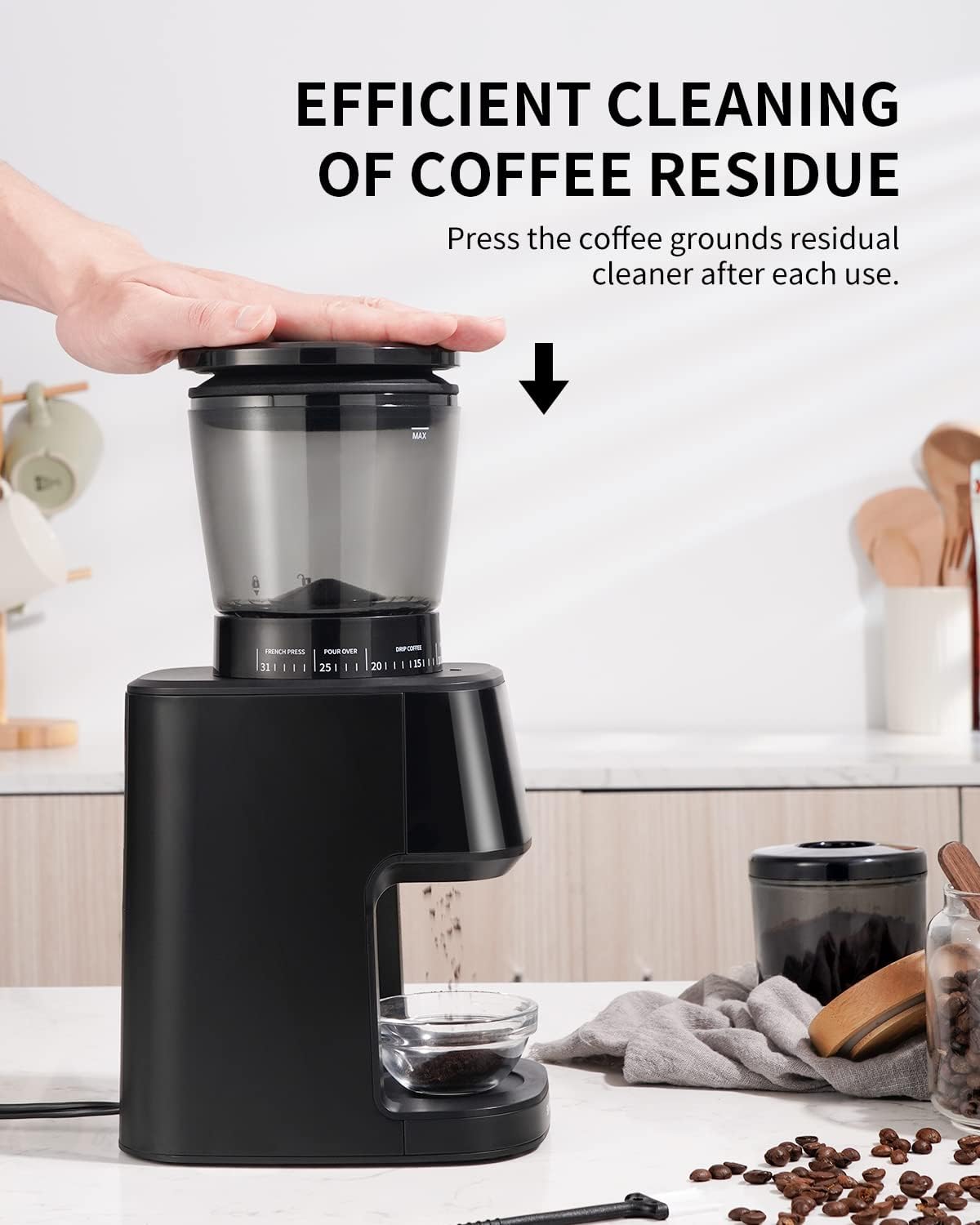Conical Burr Coffee Grinder Digital Timer 31 Settings Electric Black SHARDOR
