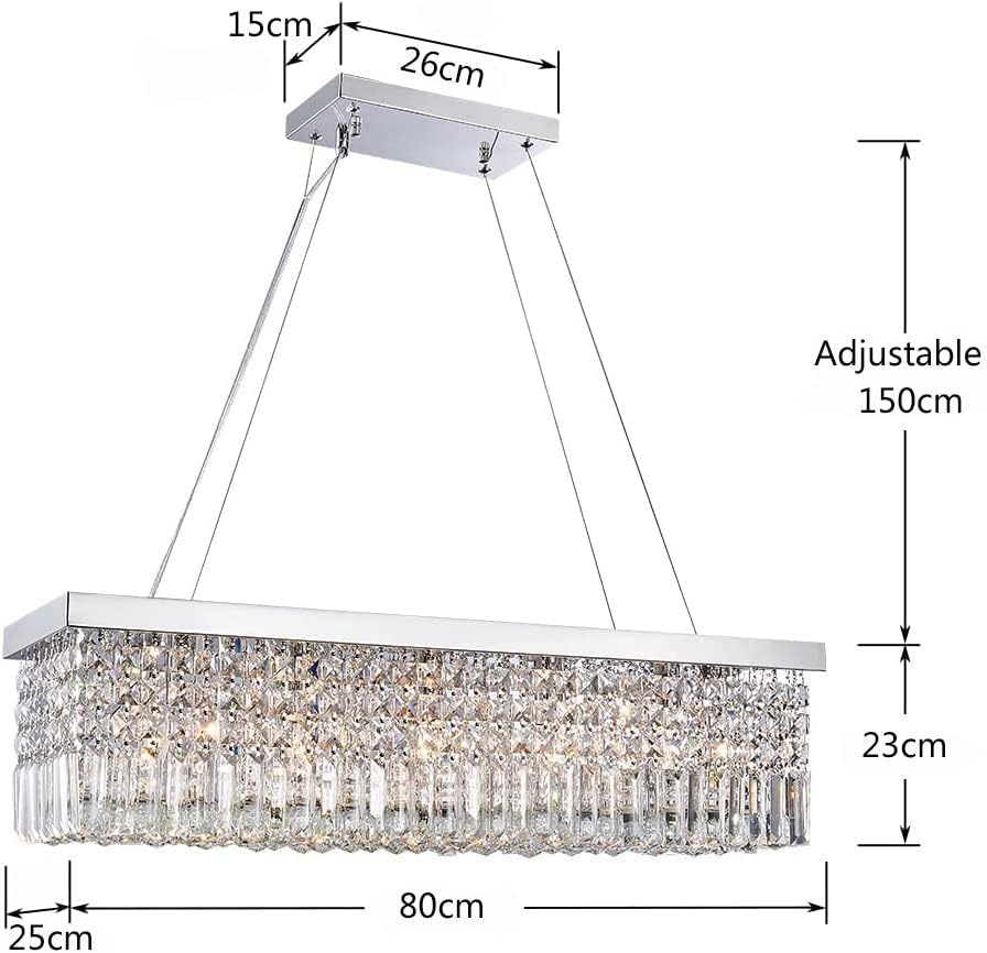 Crystal Chandelier K9 Droplet Rectangular Chrome LED Pendant Light Modern Luxury