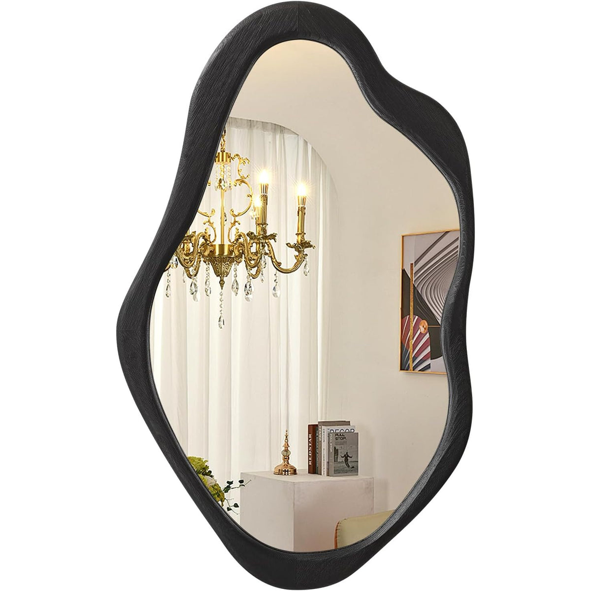 Asymmetrical Wall Mirror 60x90cm Irregular Wood Frame Modern Decor AOAOPQ
