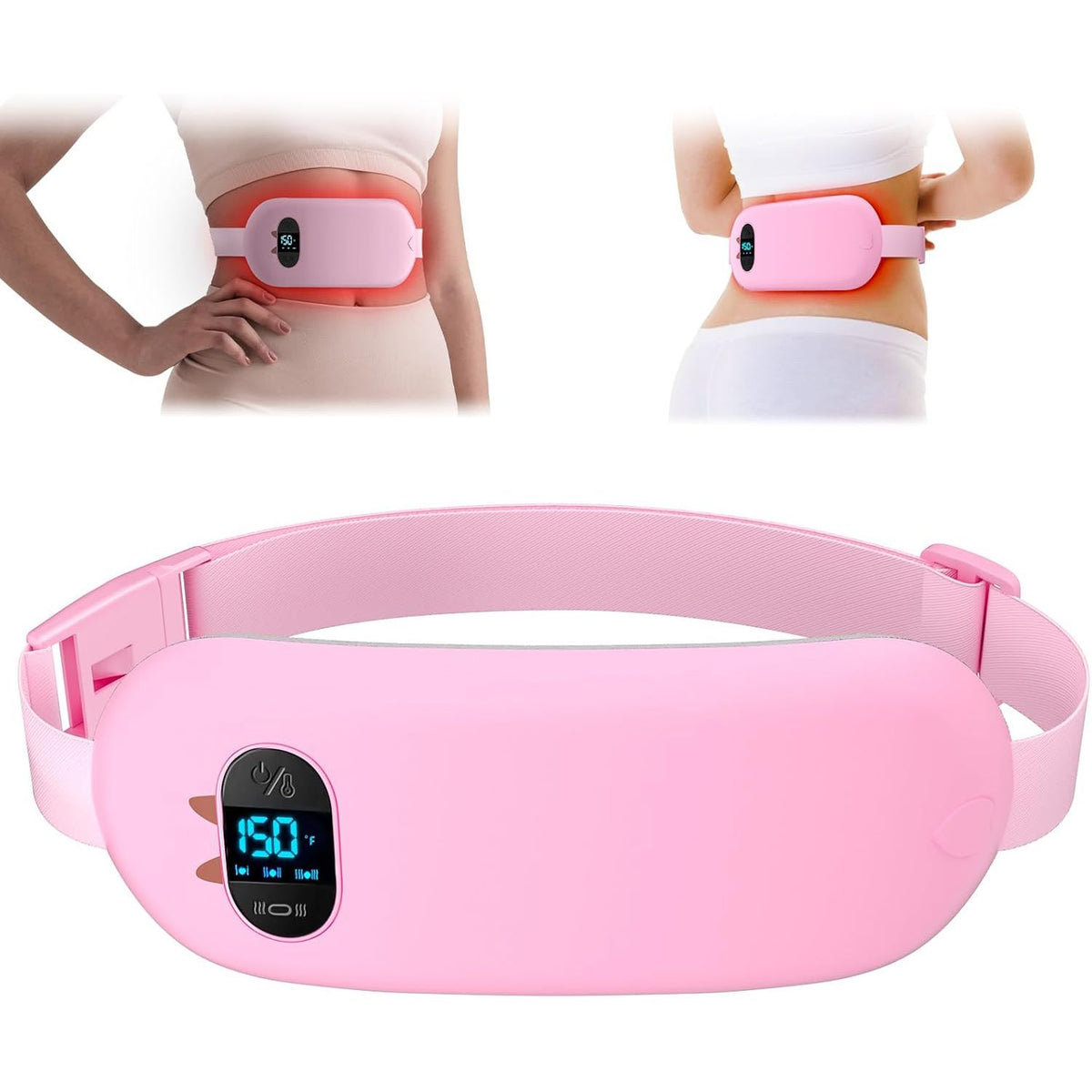 Heating Pad for Period Pain 6 Heat Massage Modes Rechargeable USB Belt