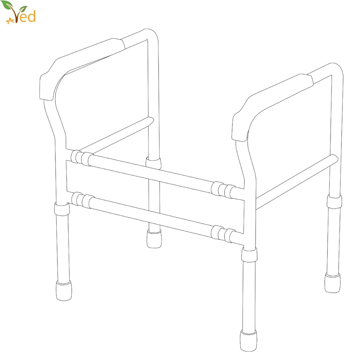 Toilet Safety Rail Adjustable Steel Support Frame Handicap Assist VED