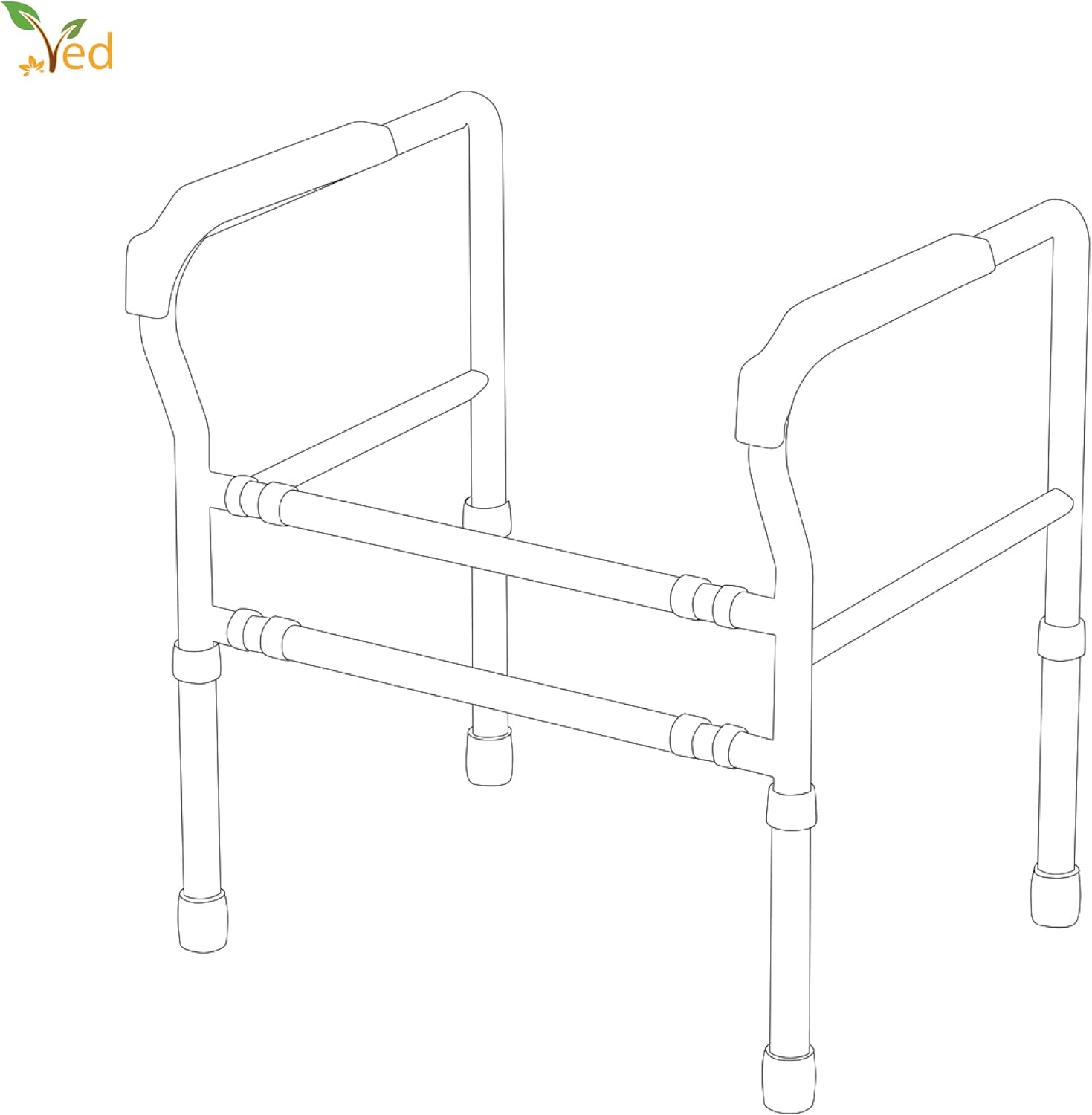 Toilet Safety Rail Adjustable Steel Support Frame Handicap Assist VED