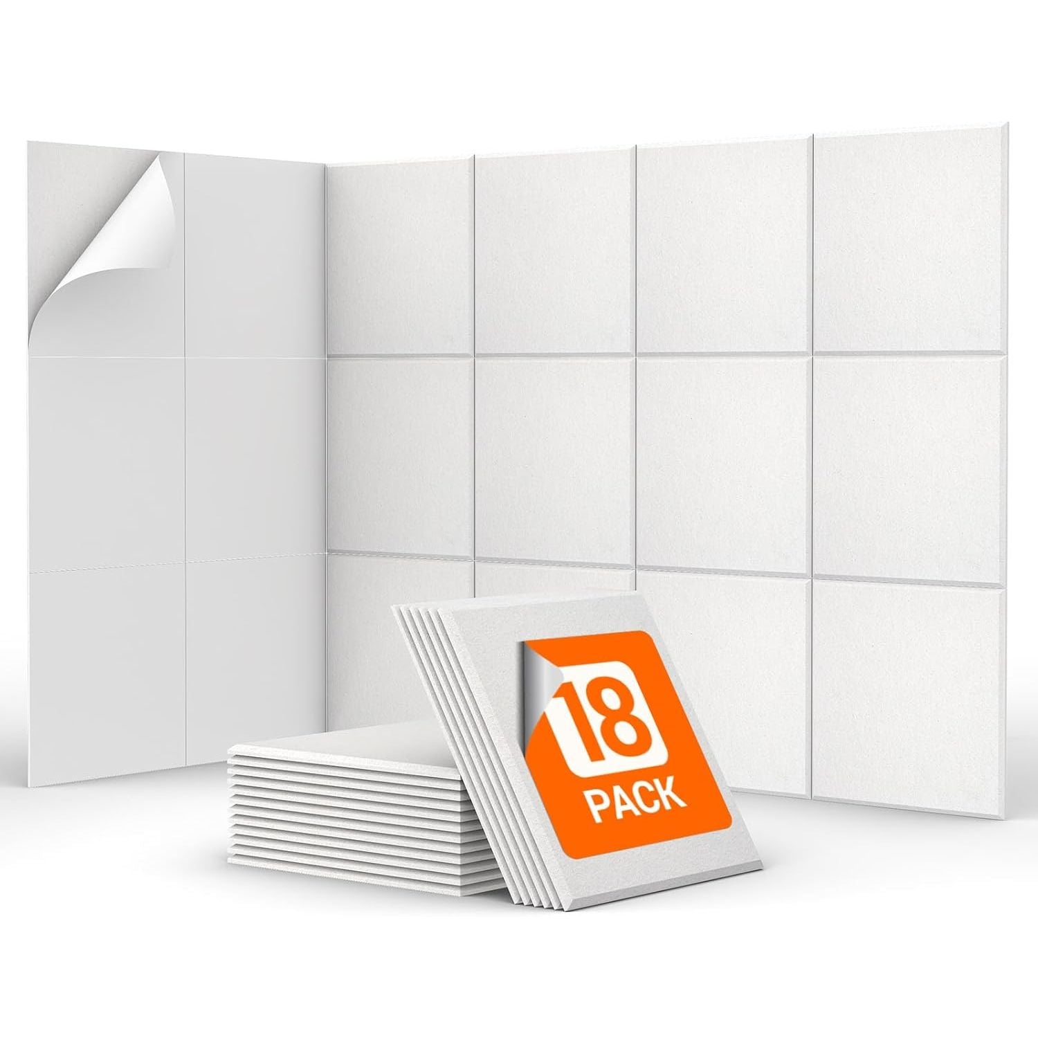Acoustic Panels 18 Pack Self Adhesive 30x30cm Soundproofing White TONOR Studio