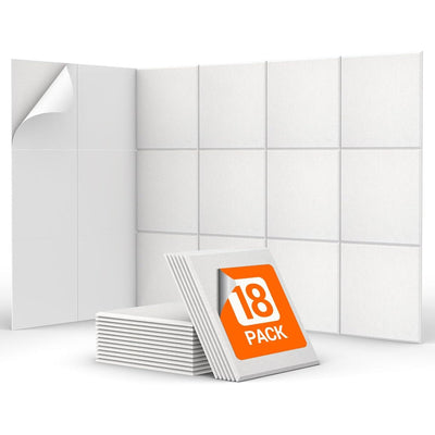 Acoustic Panels 18 Pack Self Adhesive 30x30cm Soundproofing White TONOR Studio
