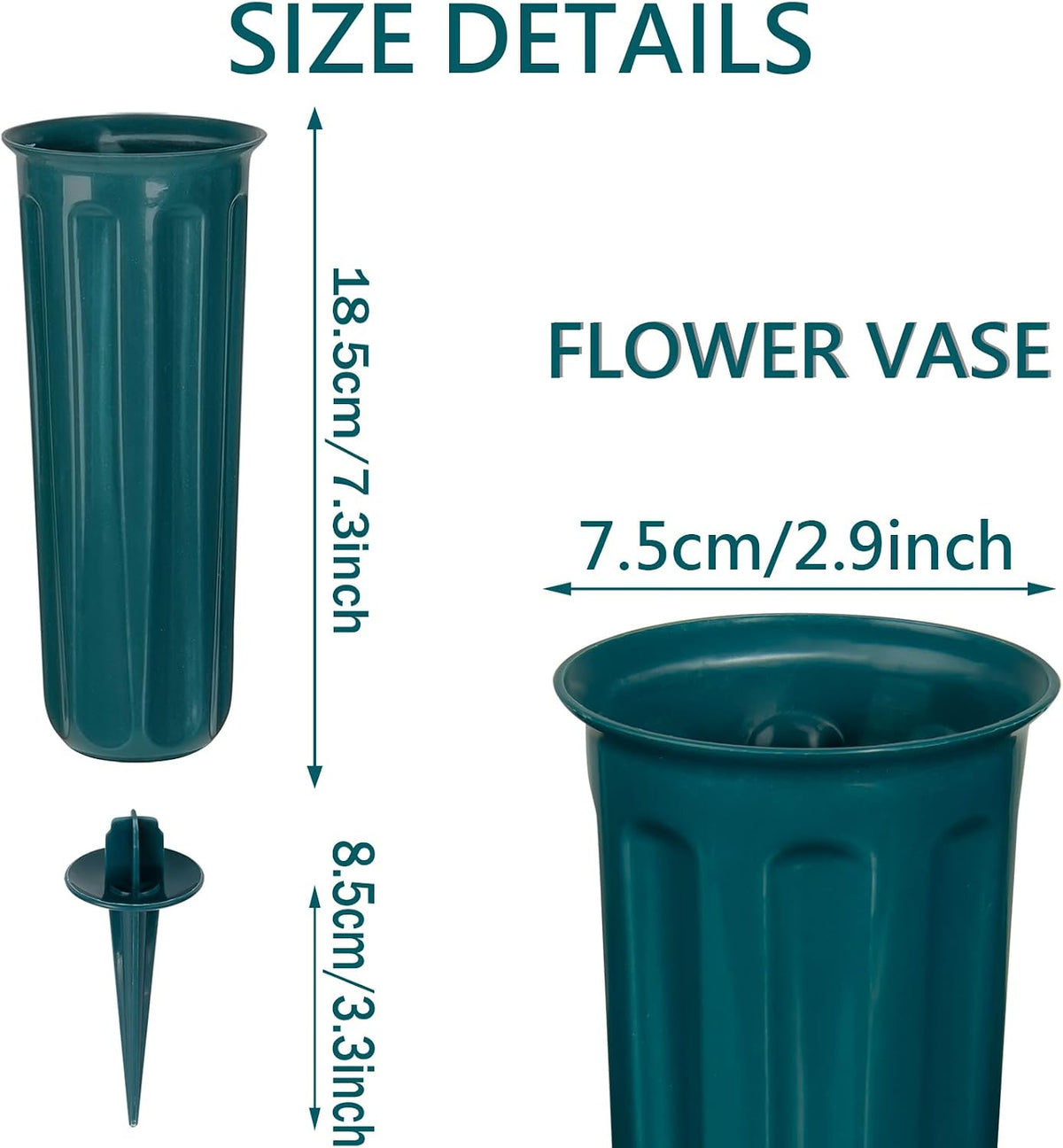 Cemetery Vases 20 Pack Memorial Flower Holders Spikes Dark Green Grave Decoration
