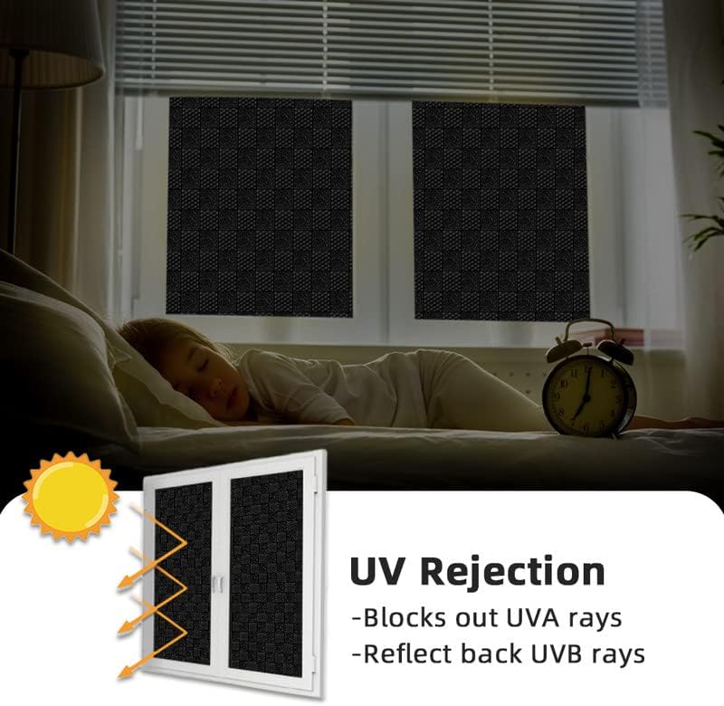 Qualsen Non-Adhesive Privacy Window Film, Anti-UV Frosted Black 90x300cm