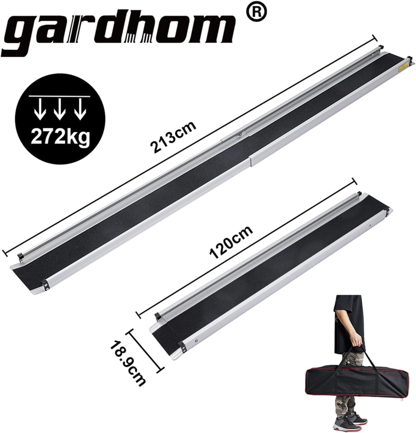 Gardhom 2PCS 7FT Telescopic Wheelchair Ramps, 272KG Capacity for Scooters