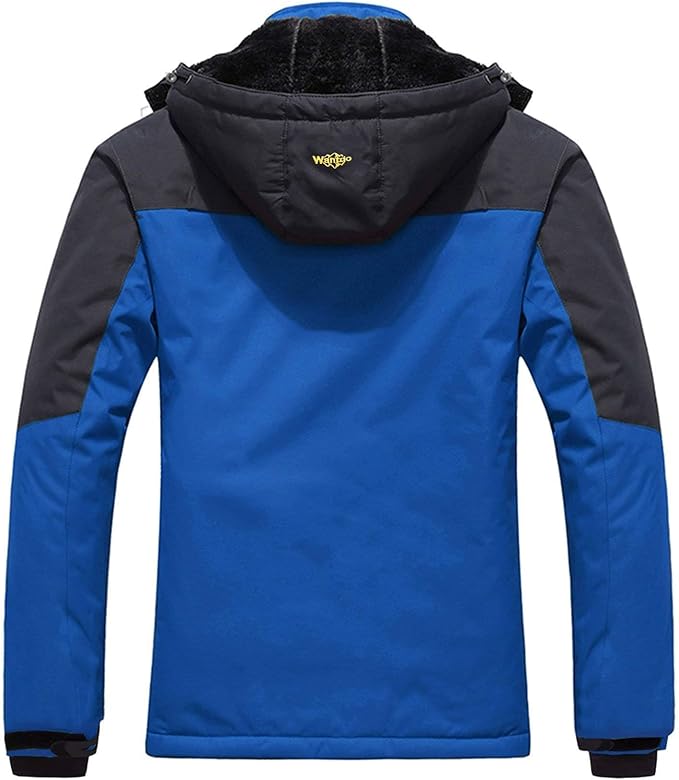 Wantdo Men's Waterproof Hooded Winter Mountain Ski Jacket Coat Blue