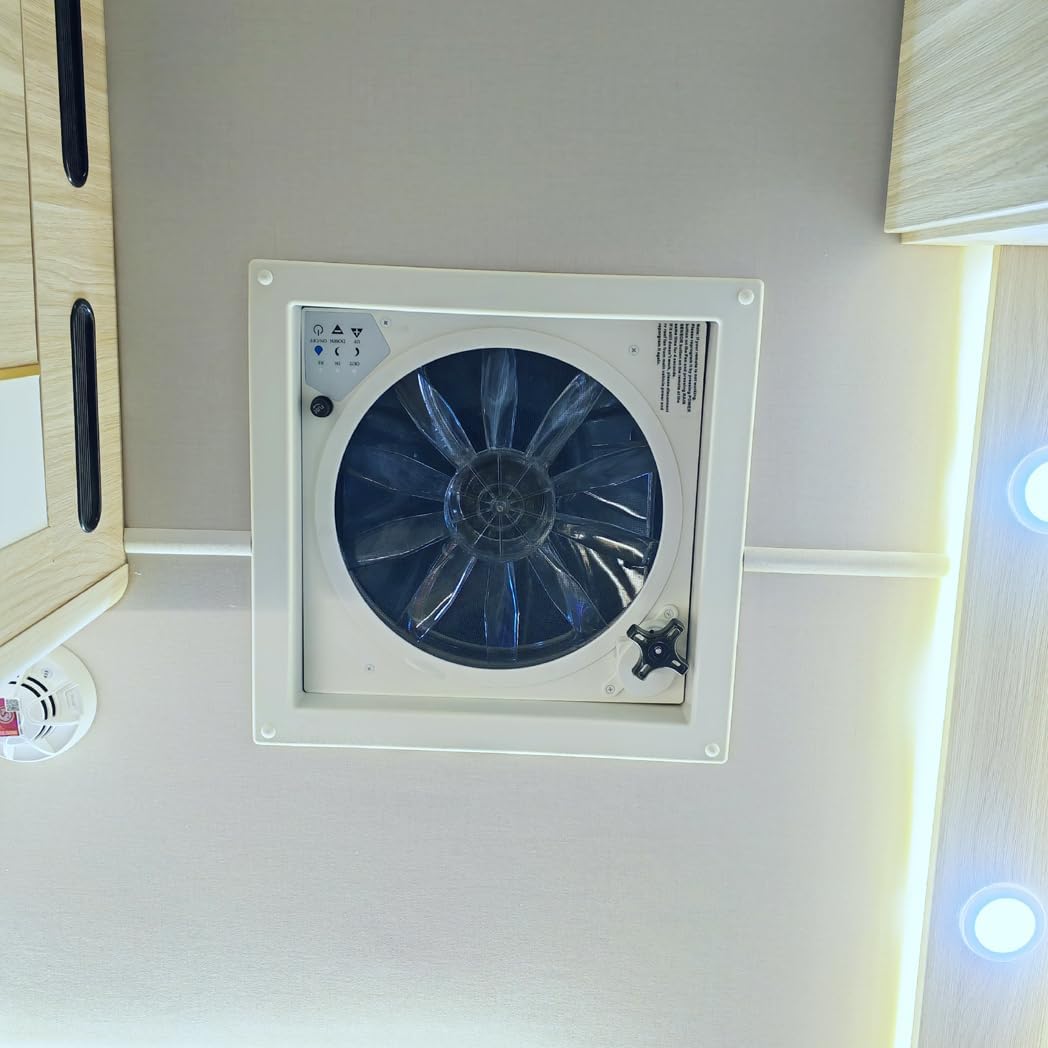 Caravan Roof Vent Fan 40x40cm Rain Sensor 10 Speed Remote Ventilation