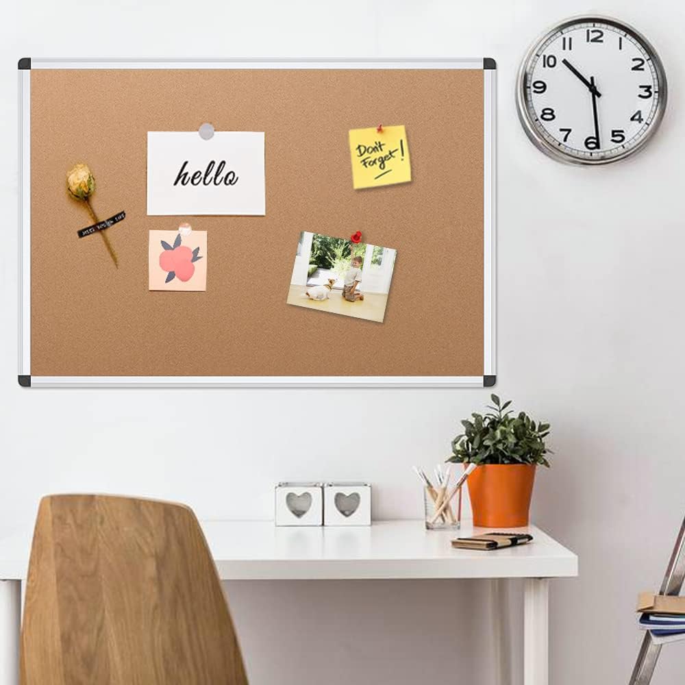 Cork Notice Board, 90x60cm, Silver Aluminium Frame VIZ-PRO