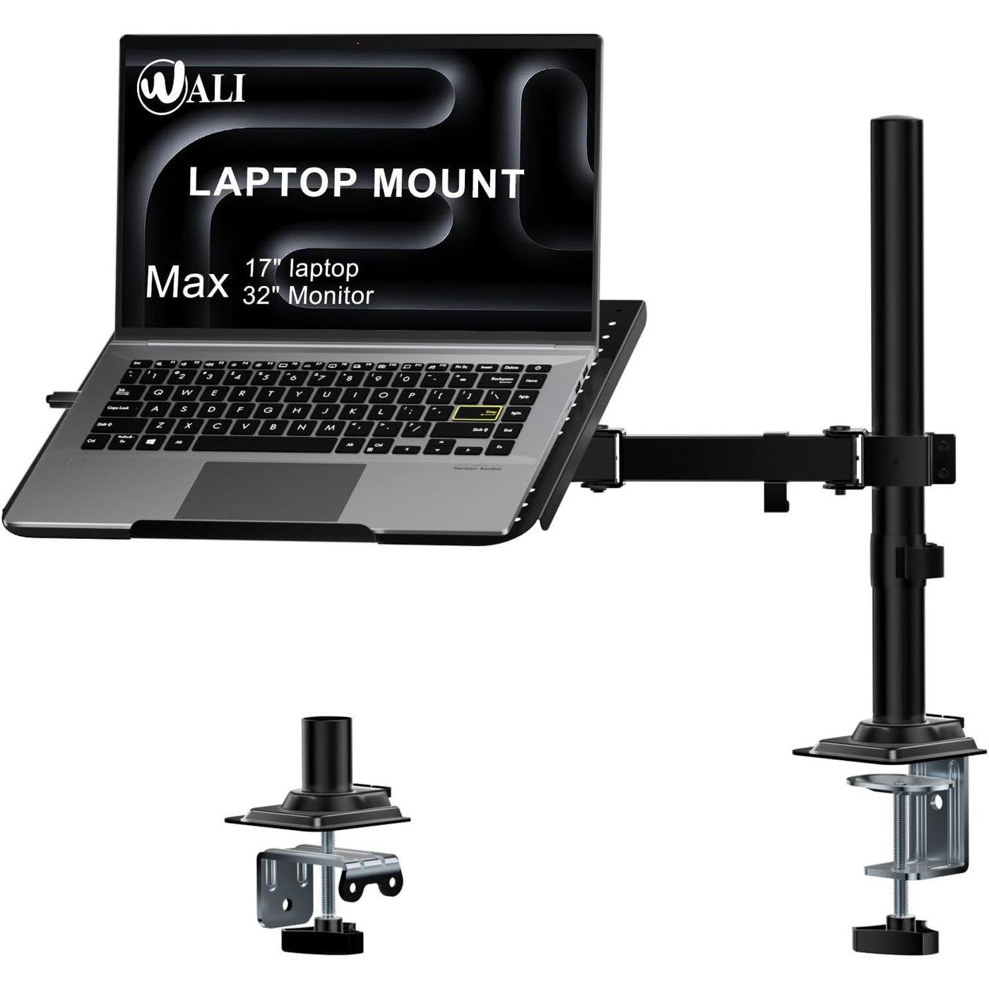 Laptop Desk Mount Adjustable Arm Tray Notebook Holder VESA Black WALI Stand